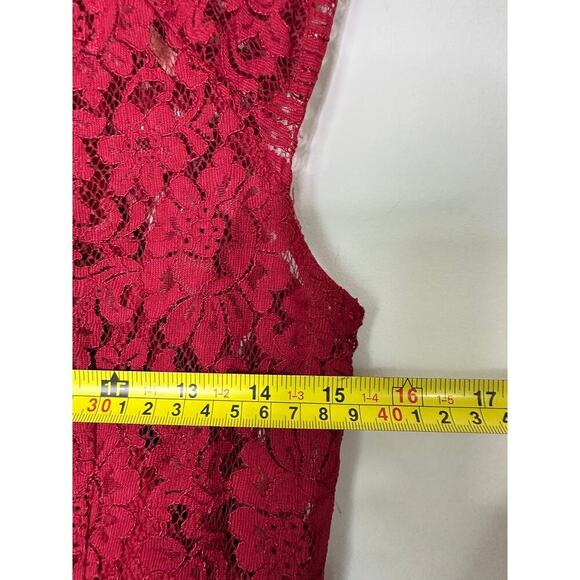 Shoshanna Size 0 Red Rose Lace Euro Summer Long Gown Dress Gala Special Birthday - Picture 12 of 15